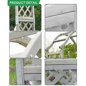 Garden Arch Wooden Pergola Feature Trellis Rose Climbing Plant Archway Grey Frame