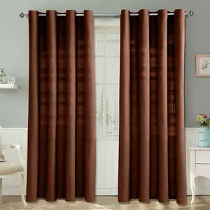 Homescapes Cotton Rajput Ribbed Chocolate Brown Curtain Pair, 66 x 72" Drop