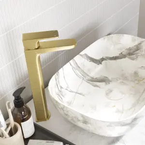 Hoveton Tall Brass effect Worktop Mono mixer Tap