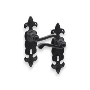 Fleur De Lys Lever Handle Black Iron