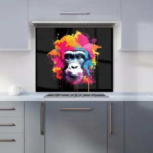 Multi Coloured Monkey Face Premium Glass Kitchen Splashback W600mm x H750mm