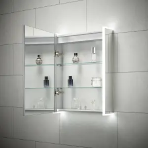 Sensio Ainsley Wall-mounted Illuminated Mirrored Bathroom Cabinet with shaver socket (W)564mm (H)700mm