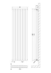 Square Vertical Double Panel Radiator - 1800mm x 528mm - 5810 BTU - Satin White