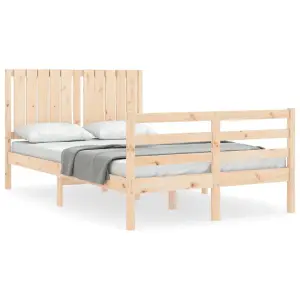 Berkfield Bed Frame with Headboard Small Double Solid Wood