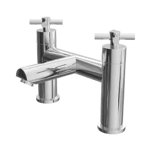 Modern Chrome Bathroom Sink Tap, Bath Filler Mixer & Push Button Waste Set