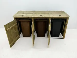 Wheelie bin store - Premium Tongue And Groove (Triple, Light Green (Natural)