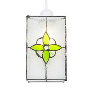 Traditional Clear Glass Tiffany Style Pendant Light Shade with Green Panels