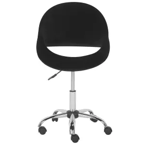 Beliani Retro Desk Chair Velvet Black SELMA