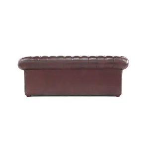 Chesterfield 3 Seater Buttoned Seat Sofa Old English Hazel Real Leather In Classic Style