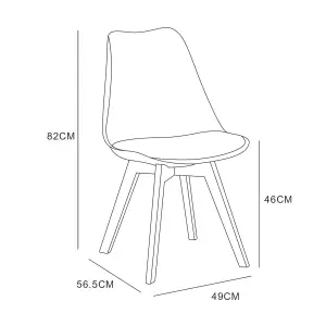 Set of 4 Dining Chairs with Solid Wooden Legs and Seat Cushion Pads in Yellow - Eva by MCC