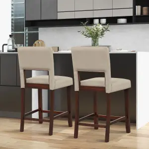 Costway Set of 2 Bar Stools Linen Counter Height Chair Upholstered Kitchen Island Stool