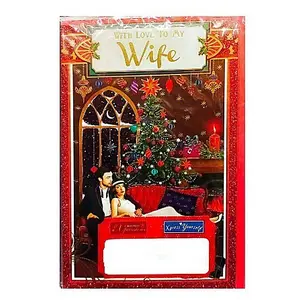 Simon Elvin With Love To My Wife Bauble Christmas Card (Pack of 6) Red/Multicoloured (One Size)