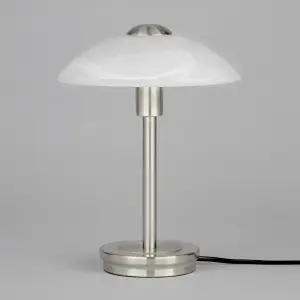 Litecraft Alasbaster Touch Satin Nickel Table Lamp