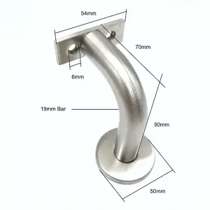 EAI  Stainless Handrail Brackets Heavy Duty Banister Brackets Including Fixings Satin Stainless Steel