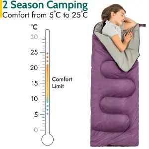 Kids Sleeping Bag 2 Season Mini Junior Envelope Outdoor Camping 200gsm Purple Trail