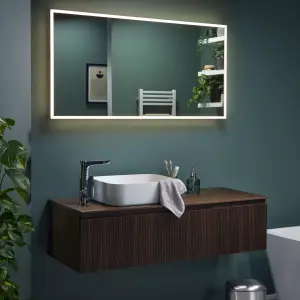 Sensio Glimmer Rectangular Wall-mounted Bathroom Illuminated Colour-changing mirror (H)120cm (W)60cm