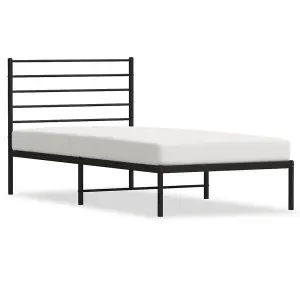 Berkfield Metal Bed Frame with Headboard Black 100x190 cm