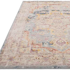 Traditional Persian Bordered Abstract Floral Easy to clean Rug for Dining Room-120cm X 170cm