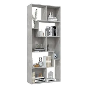 Berkfield Book Cabinet Concrete Grey 67x24x161 cm Engineered Wood