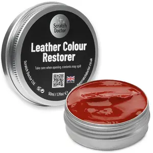 Scratch Doctor Leather Colour Restorer, Recolouring Balm for faded and worn leather 50ml Red