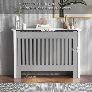 HOMCOM Radiator Cover Painted Slatted MDF Cabinet Lined Grill 112x19x81cm