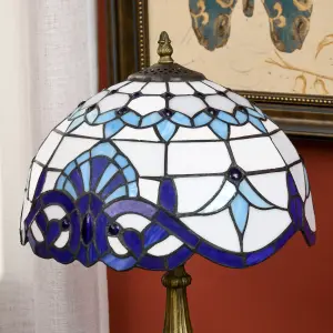 HOMCOM Stained Glass Table Lamp, Handmade Antique Bedside Lamp for Bedroom