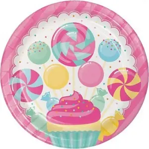 Creative Party Paper Candy Dinner Plate (Pack of 8) Pink/White/Blue (One Size)