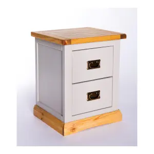 Bomporto 2 Drawer Bedside Table Brass Drop Handle