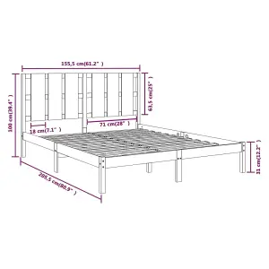 Berkfield Bed Frame Solid Wood 150x200 cm 5FT King Size