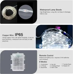 10M Fairy String Lights,6500K,powered by 3 AA batteries