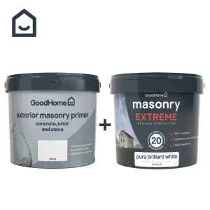 GoodHome Self-cleaning Pure brilliant white Smooth Matt Masonry paint, 5L Tub