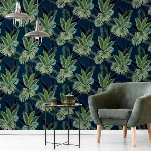 Arthouse Miami Tropics Navy Wallpaper