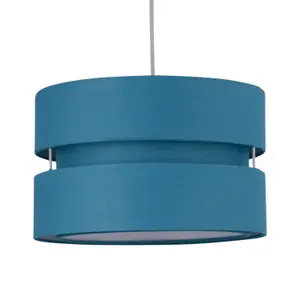 First Choice Lighting Pair of Teal Layered Easy Fit Light Shades