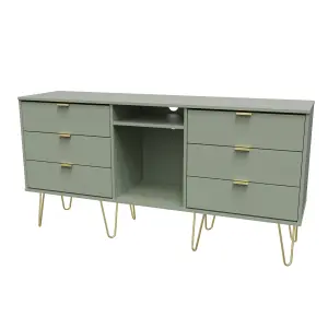 Fuji 6 Drawer Sideboard in Reed Green (Ready Assembled)