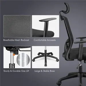 Yaheetech Ergonomic Mesh Office Chair with Headrest - Black