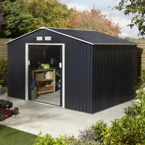 Rowlinson Trentvale 10x8 ft Apex Dark grey Metal 2 door Shed