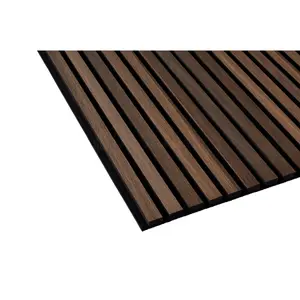 Acupanel Contemporary Smoked Oak Acoustic Wood Slat Wall Panel 240cm x 60cm