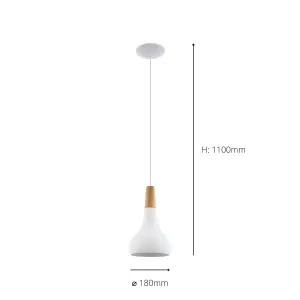 EGLO Sabinar Metal and Wood Single Pendant Light 901177