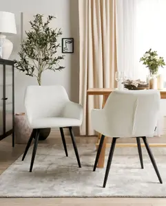 Set of 2 Dining Chairs CASMALIA Velvet Off-White