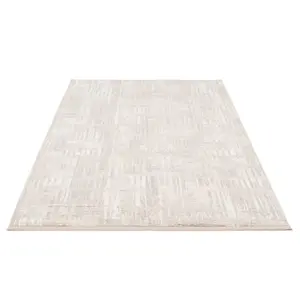 Neutral Metallic Super Soft Abstract Fringed Area Rug 200x290cm