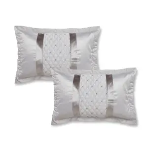 Catherine Lansfield Pillowcases Sequin Cluster Quilted 50x75cm + border Pack of 2 Pillow cases with envelope closure Silver Grey