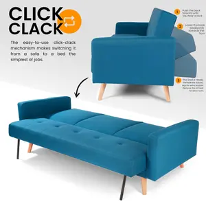 Narvik 3 Seater Click Clack Sofa Bed - Blue