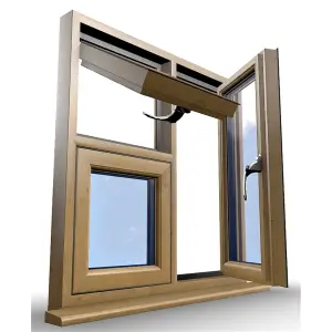 1095mm (W) x 995mm (H) Wooden Stormproof Window - 1 Opening Window (RIGHT) - Top Opening Window (LEFT) - Toughened Safety Glas