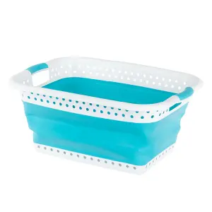 FOLDAWAY LAUNDRY BASKET - TURQUOISE