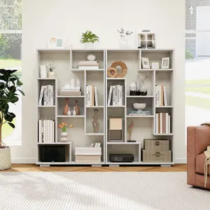 Costway 120cm Tall Bookshelf Modern Geometric Bookcase Book Storage Organizer