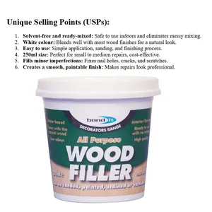 Bond It All Purpose Wood Filler White, 250ml    BDWF1WH(N) (Pack of 6)