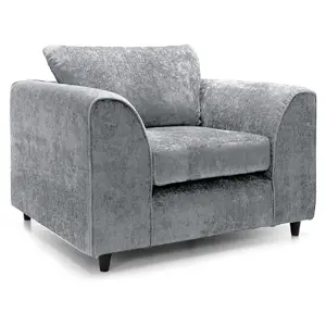 Monaco Chenille Fabric Single Seater Armchair Light Grey