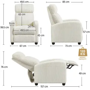 Yaheetech Beige Upholstered Recliner Chair with Pocket Spring