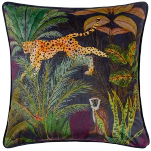 Wylder Aranya Cheetah Piped Velvet Feather Filled Cushion