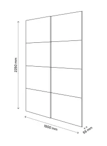 Atomia Panelled White oak effect High gloss 2 door Sliding Wardrobe Door kit (H)2250mm (W)1500mm